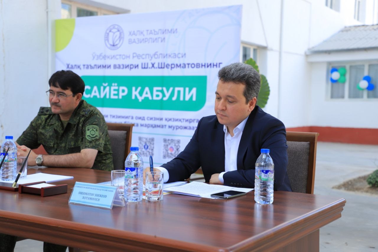 Ўзбекистон Республикаси  Халқ таълими вазири Шерзод Шерматовнинг сайёр қабули бўлиб ўтмоқда