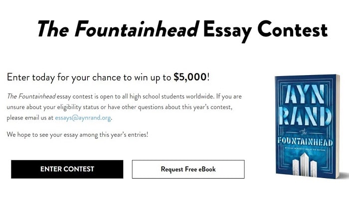 The Fountainhead Essay Contest: insho yozib, 5000 dollargacha mukofot yutib oling; sovrinli oʻrinlar 84 ta!
