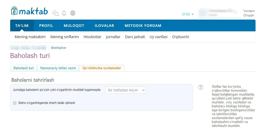 "Kundalik" (emaktab.uz) elektron sinf jurnalini 3 kun ichida baholang, aks holda...