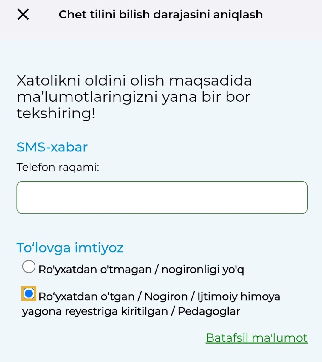 Endi pedagoglar chet tilini bilish darajasini aniqlash imtihonini 50 foiz chegirma bilan topshirishadi